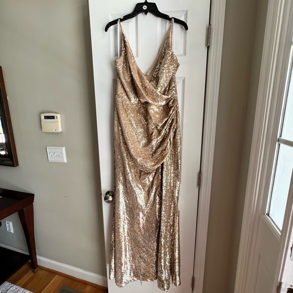 Gold sequin formal gown size xl (12 equivalent)